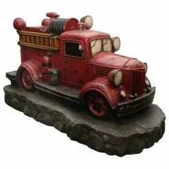 Flash Sale 🌟 Northlight 38 in. Lighted Red and Black Vintage Fire Truck Outdoor Patio Fountain ⌛