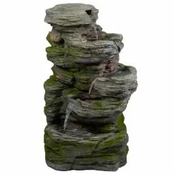 Best reviews of 🤩 Northlight 24.25 in. Gray Lighted 5-Tier Outdoor Garden Water Fountain 👍