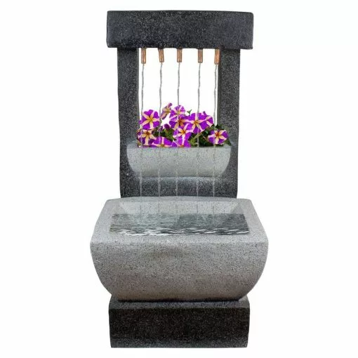 Best deal 🎉 Northlight 26 in. LED Lighted Rainfall Outdoor Water Fountain with Planter 🔔 -Pavestone || Costa Farms Shop northlight freestanding fountains 34740457 64 1000