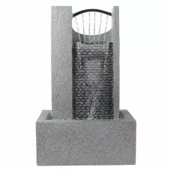 Discount 👍 Northlight 23 in. Gray Modern Style Rainfall Outdoor Water Fountain 🎁