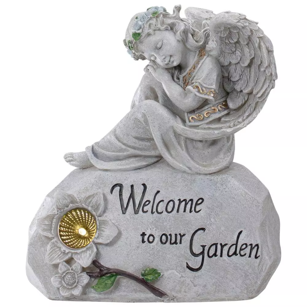 Wholesale 🛒 Northlight 9.25 in. Gray Solar Powered in Welcome to Our Garden in Angel Outdoor Garden Statue ❤️ 3 Wholesale 🛒 Northlight 9.25 in. Gray Solar Powered in Welcome to Our Garden in Angel Outdoor Garden Statue ❤️