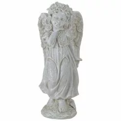 Flash Sale 🌟 Northlight 9.75 in. Ivory Standing Angel with Floral Crown Outdoor Garden Statue ⌛