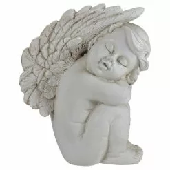 Deals 🧨 Northlight 7.25 in. Ivory Right Facing Sleeping Cherub Angel Outdoor Garden Statue 🎉