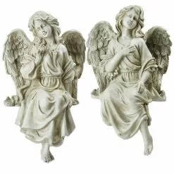 Cheapest 🤩 Northlight 14 in. Gray Set of 2 Decorative Sitting Angel Outdoor Garden Statues 👍