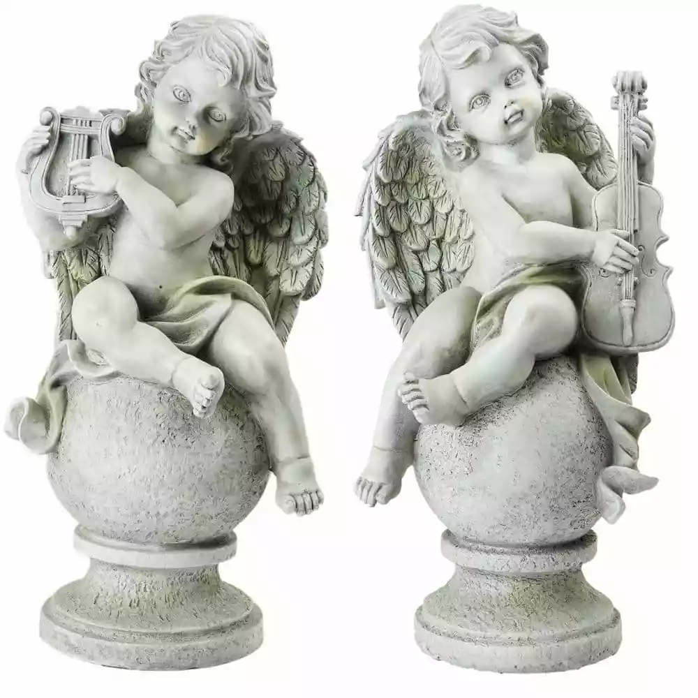 Cheapest 🤩 Northlight 14.75 in. Ivory Set of 2 Cherub Angels with Violin and Harp Sitting on Finials Outdoor Garden Statues ⌛ 3 Cheapest 🤩 Northlight 14.75 in. Ivory Set of 2 Cherub Angels with Violin and Harp Sitting on Finials Outdoor Garden Statues ⌛