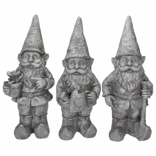 New 🎉 Northlight 15.75 in. Gray Gardening Garden Gnomes Outdoor Statues (Set of 3) 👏 -Pavestone || Costa Farms Shop northlight garden statues 34739288 64 1000