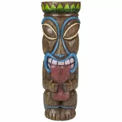 Outlet 🎁 Northlight 16 in. Solar Lighted Polynesian Outdoor Garden Tongue Out Tiki Statue 🧨