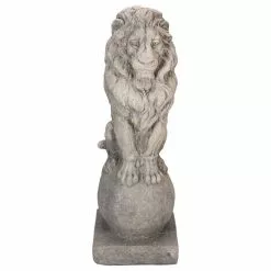 Best Sale 🌟 Northlight 17.75 in. Sitting Lion on Ball Pedestal Outdoor Garden Statue 💯