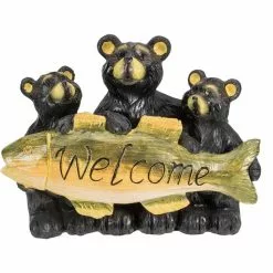 Best Sale 😀 Northlight 10 in. Bear Family Trio Welcome Sign Outdoor Garden Statue 👏