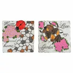 Best deal 🌟 Northlight 7 in. Love my Garden and Home Sweet Home Floral Outdoor Garden Stones (Set of 2) 😀