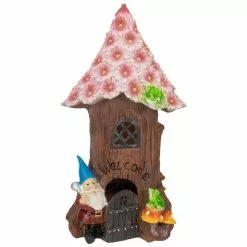 Best Pirce ✔️ Northlight 14 in. Solar Lighted Bless Our Home Gnome Tree House Outdoor Garden Statue 🎉