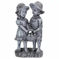 Hot Sale 🥰 Northlight 13 in. Boy and Girl Apple Picking Outdoor Garden Statue 🎁