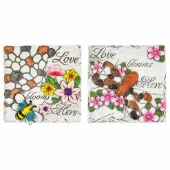Budget 🥰 Northlight 7 in. Love Blooms Here Floral Outdoor Garden Stones (Set of 2) 🎉
