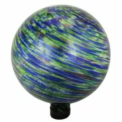 Best deal 🛒 Northlight 10 in. Green Blue and Black Striped Glass Outdoor Patio Garden Gazing Ball 💯