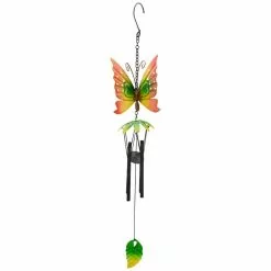 Promo 😍 Northlight 19 in. Red Metal Butterfly Outdoor Garden Windchime 🤩