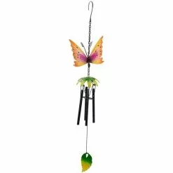 Promo ⭐ Northlight 19 in. Orange Metal Butterfly Outdoor Garden Windchime ❤️