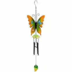 Best Sale ❤️ Northlight 15.75 in. Orange and Green Metal Butterfly Outdoor Garden Windchime 🔥