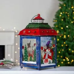 Promo ⌛ Northlight 15 in. Red Green and Blue Snowman 🎅 Christmas Candle Lantern ❤️